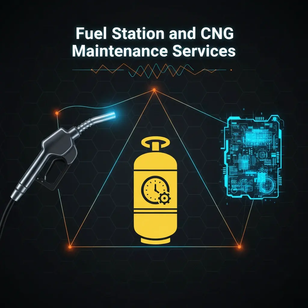 تعمیر و نگهداری تاسیسات جایگاه سوخت، پمپ بنزین و کمپرسور CNG شامل تابلو برق و دیسپنسرها
